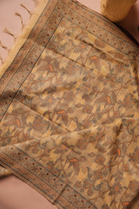 Canary Sketch Kalamkari Mul Chanderi Suit Piece