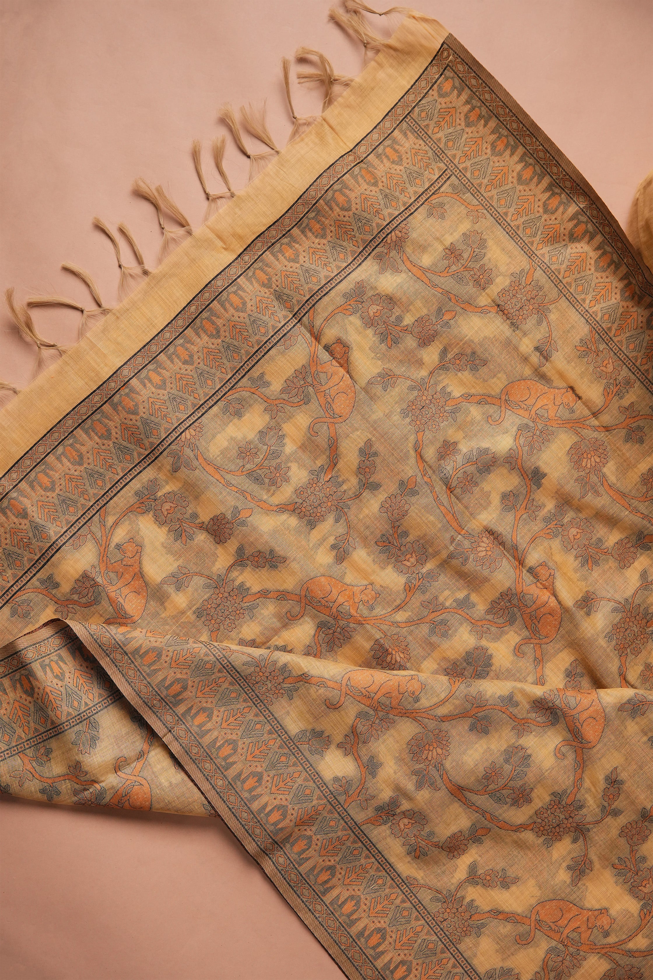 Golden Weave Kalamkari Mul Chanderi Suit Piece