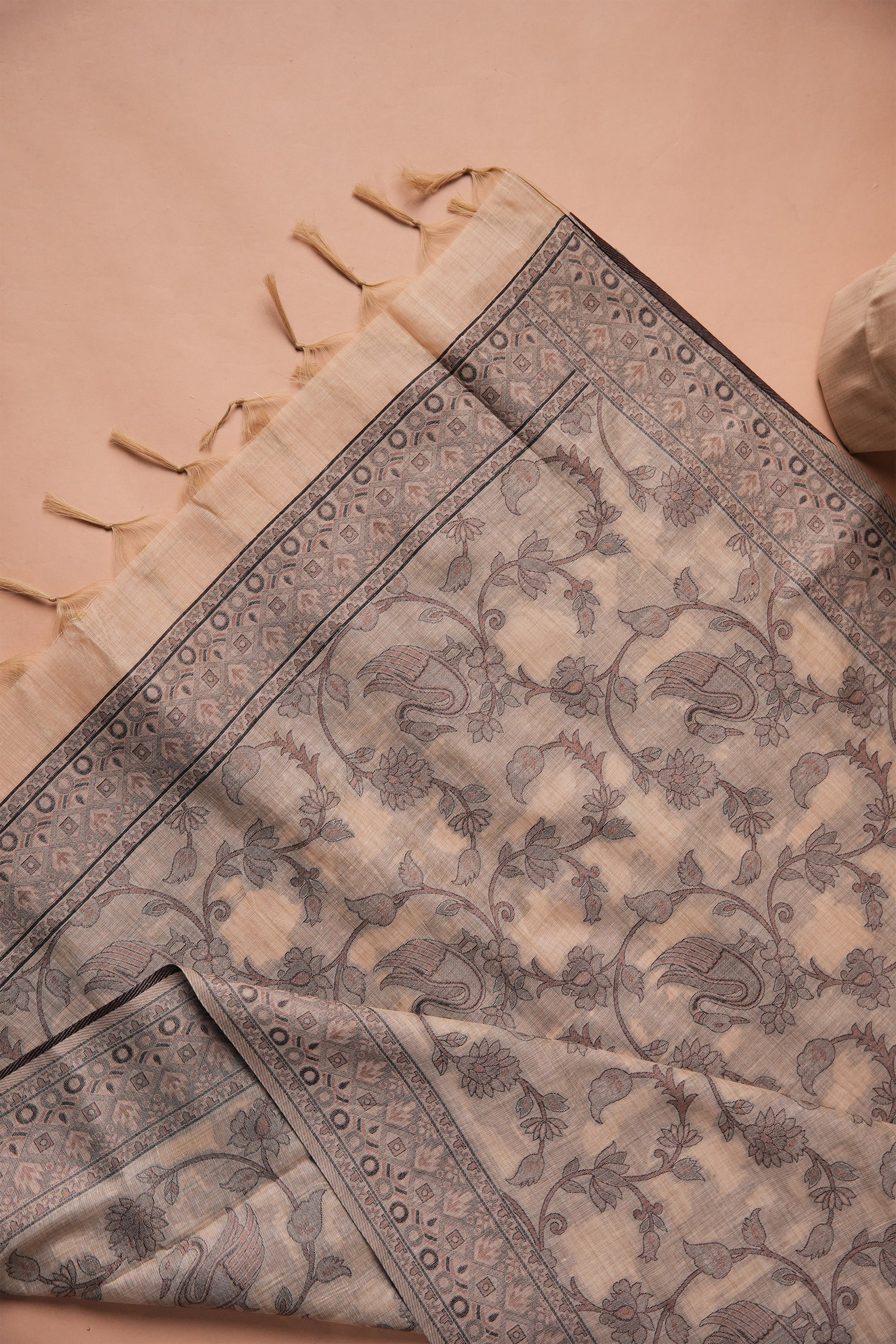 Beige Chronicle Kalamkari Mul Chanderi Suit Piece