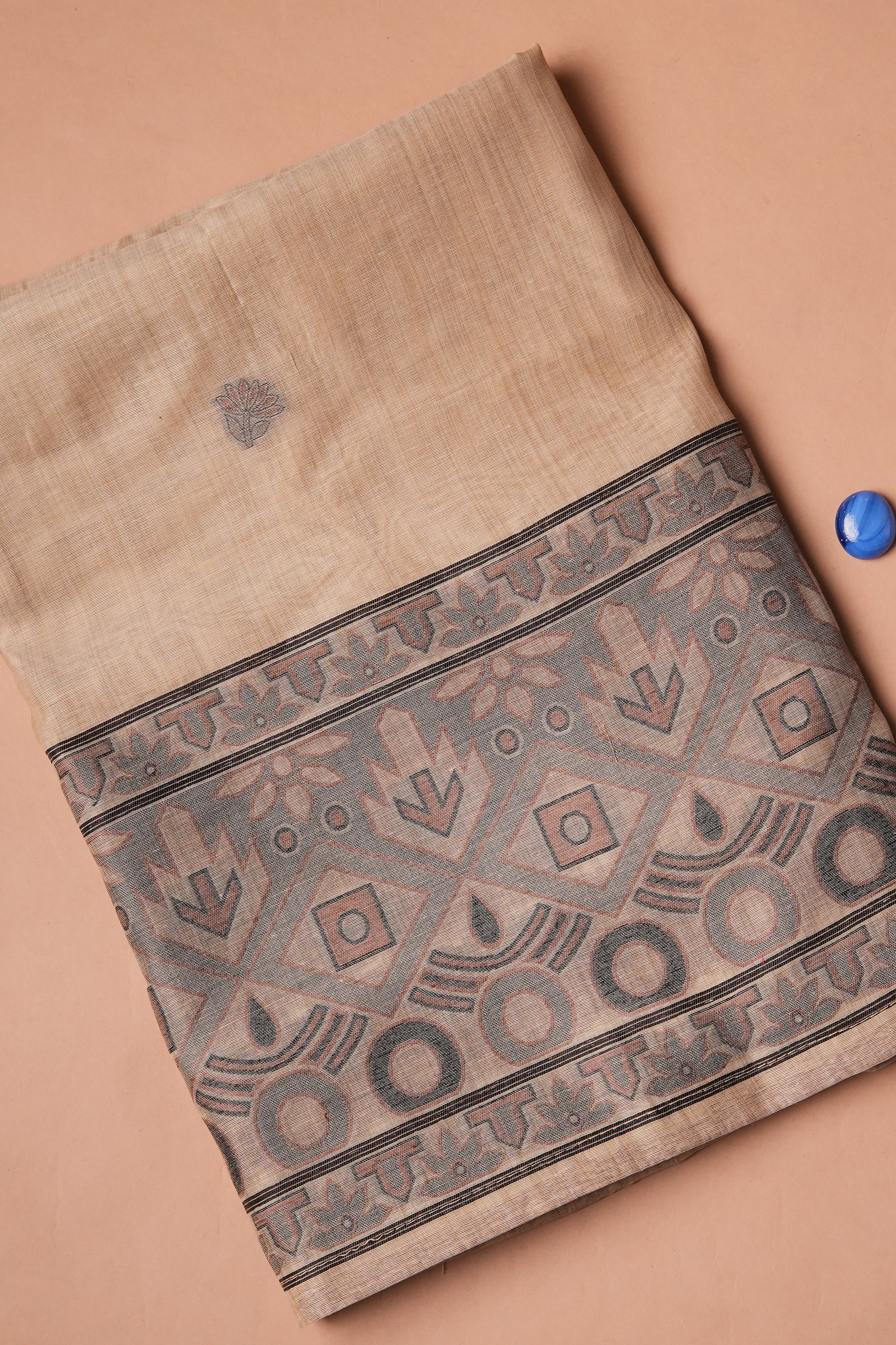 Beige Chronicle Kalamkari Mul Chanderi Suit Piece