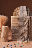 Sepia Fragment Kalamkari Mul Chanderi Suit Piece