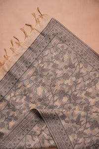 Sepia Fragment Kalamkari Mul Chanderi Suit Piece