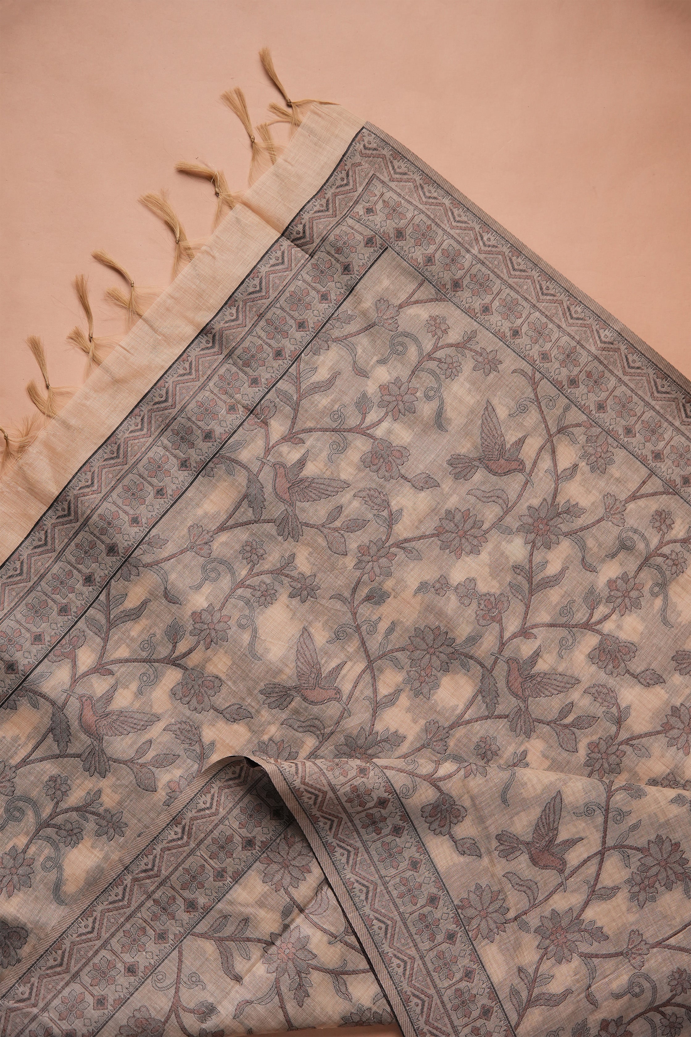 Sepia Fragment Kalamkari Mul Chanderi Suit Piece