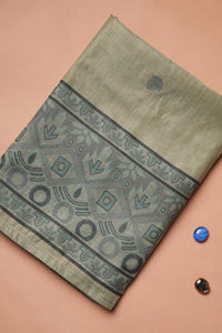 Pistachio Lattice Kalamkari Mul Chanderi Suit Piece