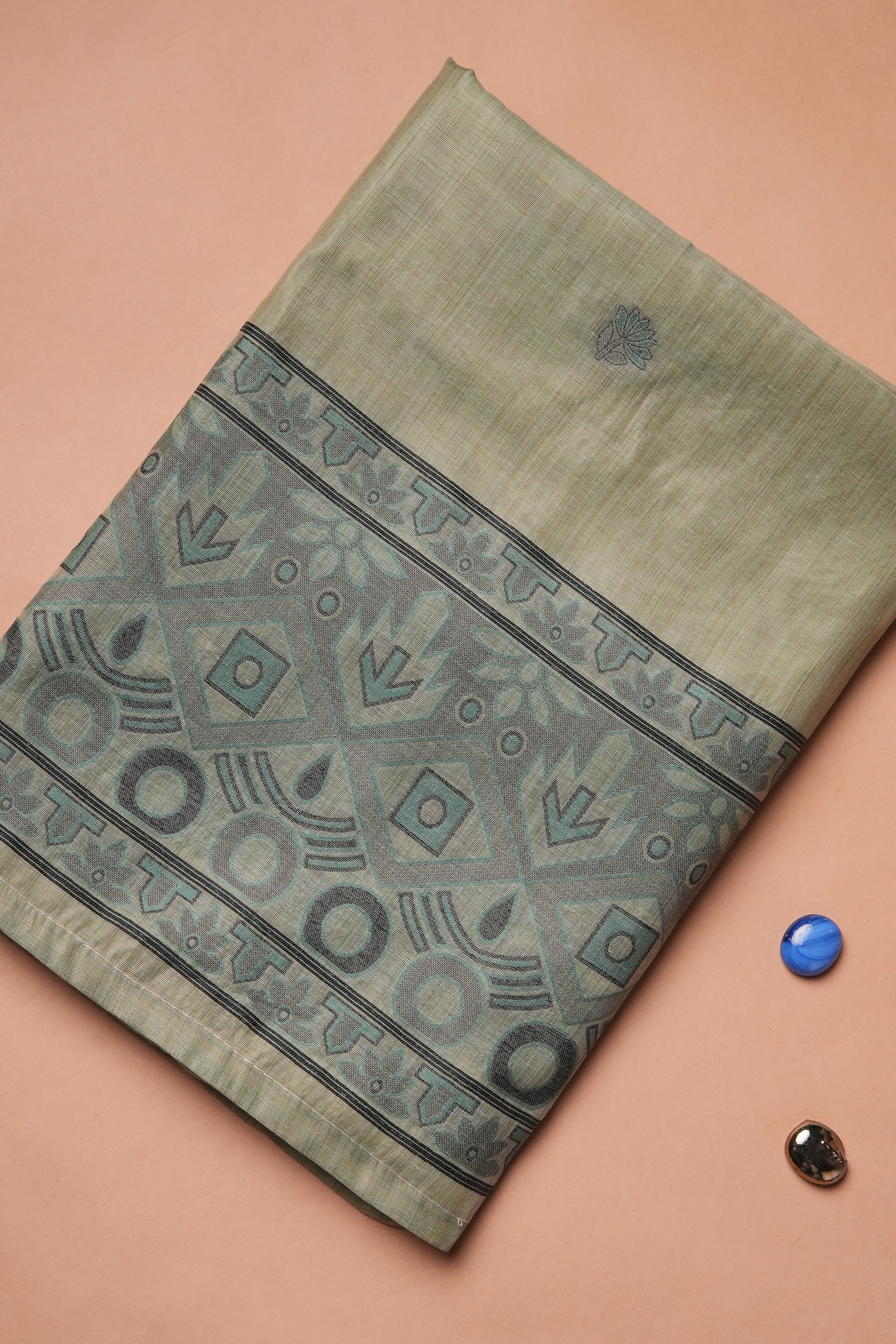 Pistachio Lattice Kalamkari Mul Chanderi Suit Piece