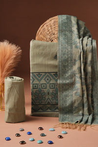 Chartreuse Form Kalamkari Mul Chanderi Suit Piece