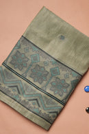 Olive Thread Kalamkari Mul Chanderi Suit Piece