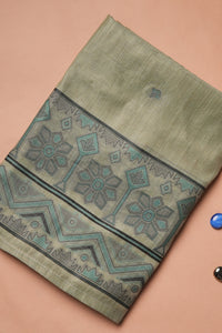 Olive Thread Kalamkari Mul Chanderi Suit Piece