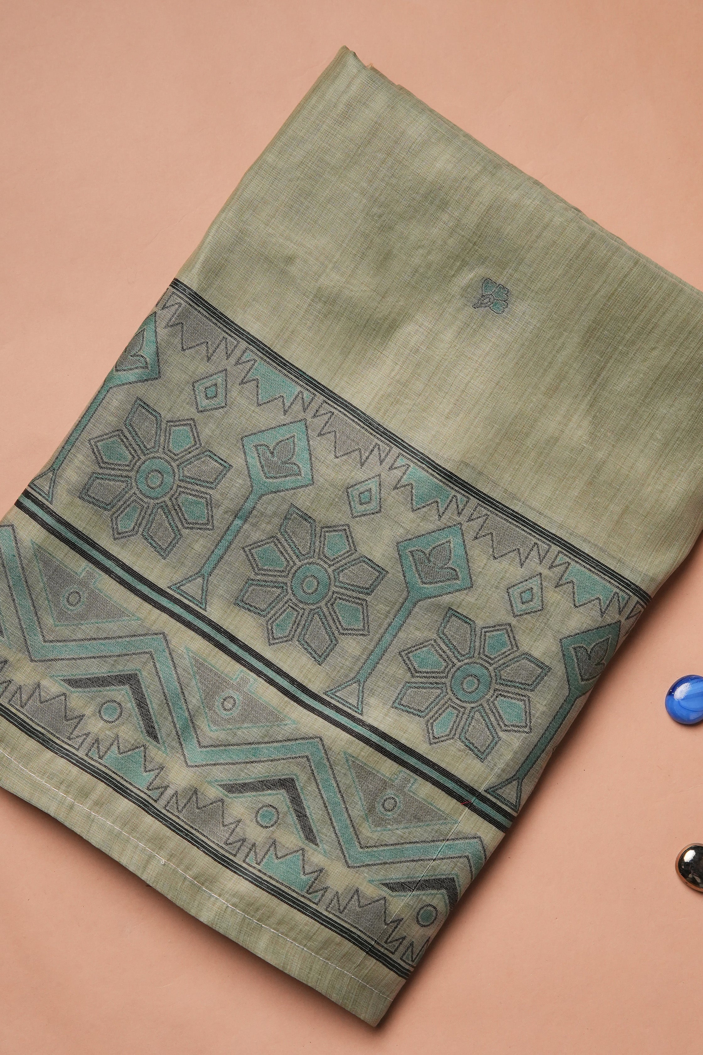 Olive Thread Kalamkari Mul Chanderi Suit Piece