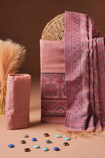 Fuchsia Accent Kalamkari Mul Chanderi Suit Piece