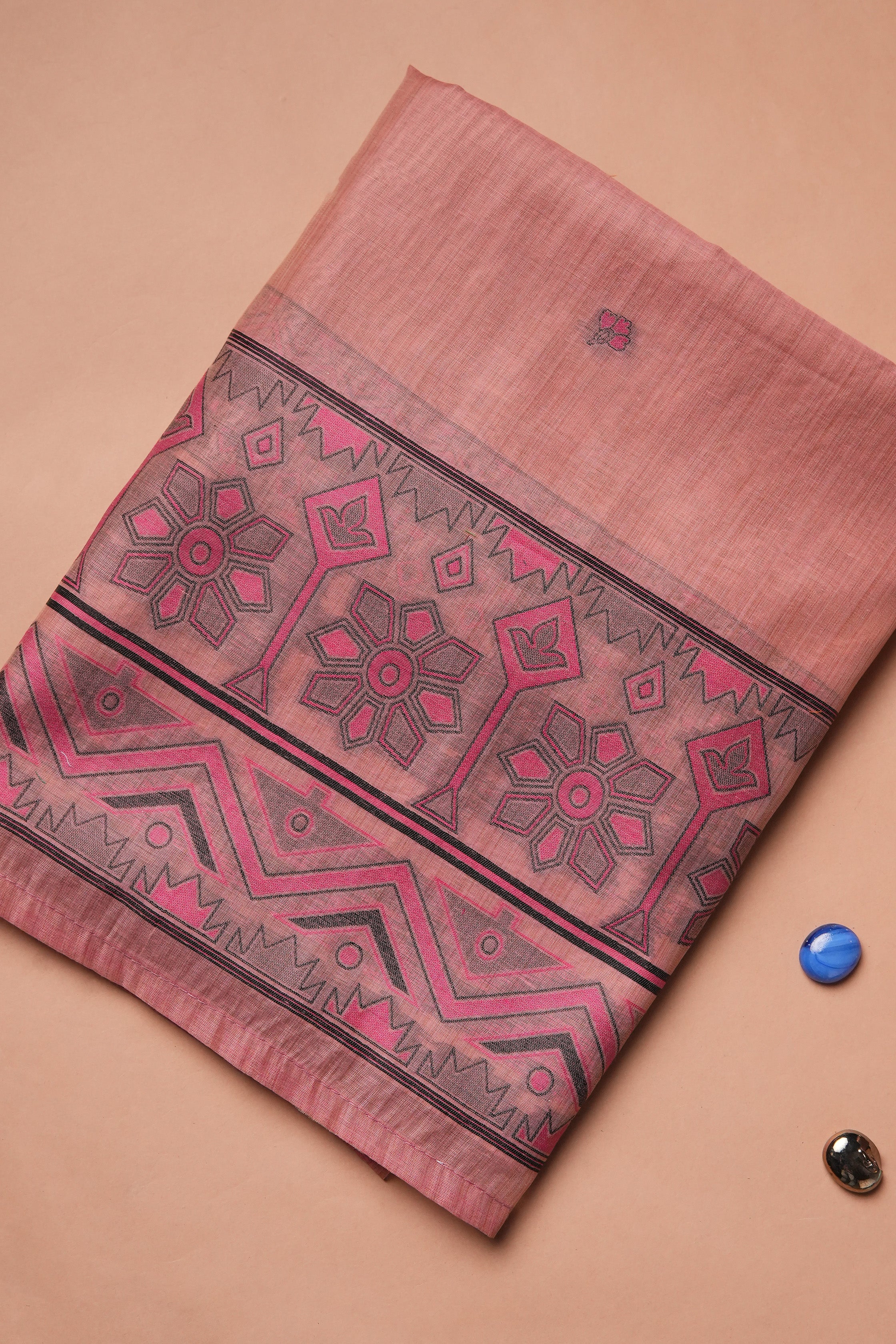 Fuchsia Accent Kalamkari Mul Chanderi Suit Piece