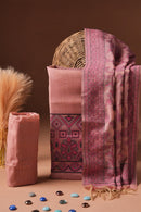 Mauve Pattern Kalamkari Mul Chanderi Suit Piece