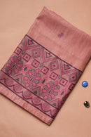 Mauve Pattern Kalamkari Mul Chanderi Suit Piece