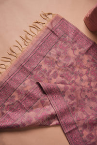 Mauve Pattern Kalamkari Mul Chanderi Suit Piece