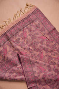 Pink Clay Artwork Kalamkari Mul Chanderi Suit Piece