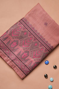 Pink Clay Artwork Kalamkari Mul Chanderi Suit Piece