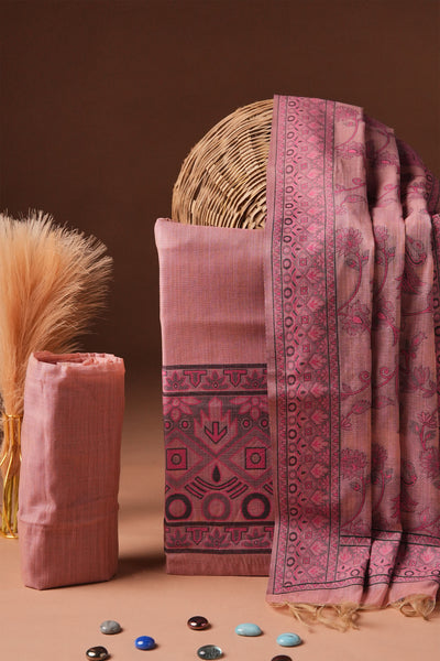 Coral Print Kalamkari Mul Chanderi Suit Piece