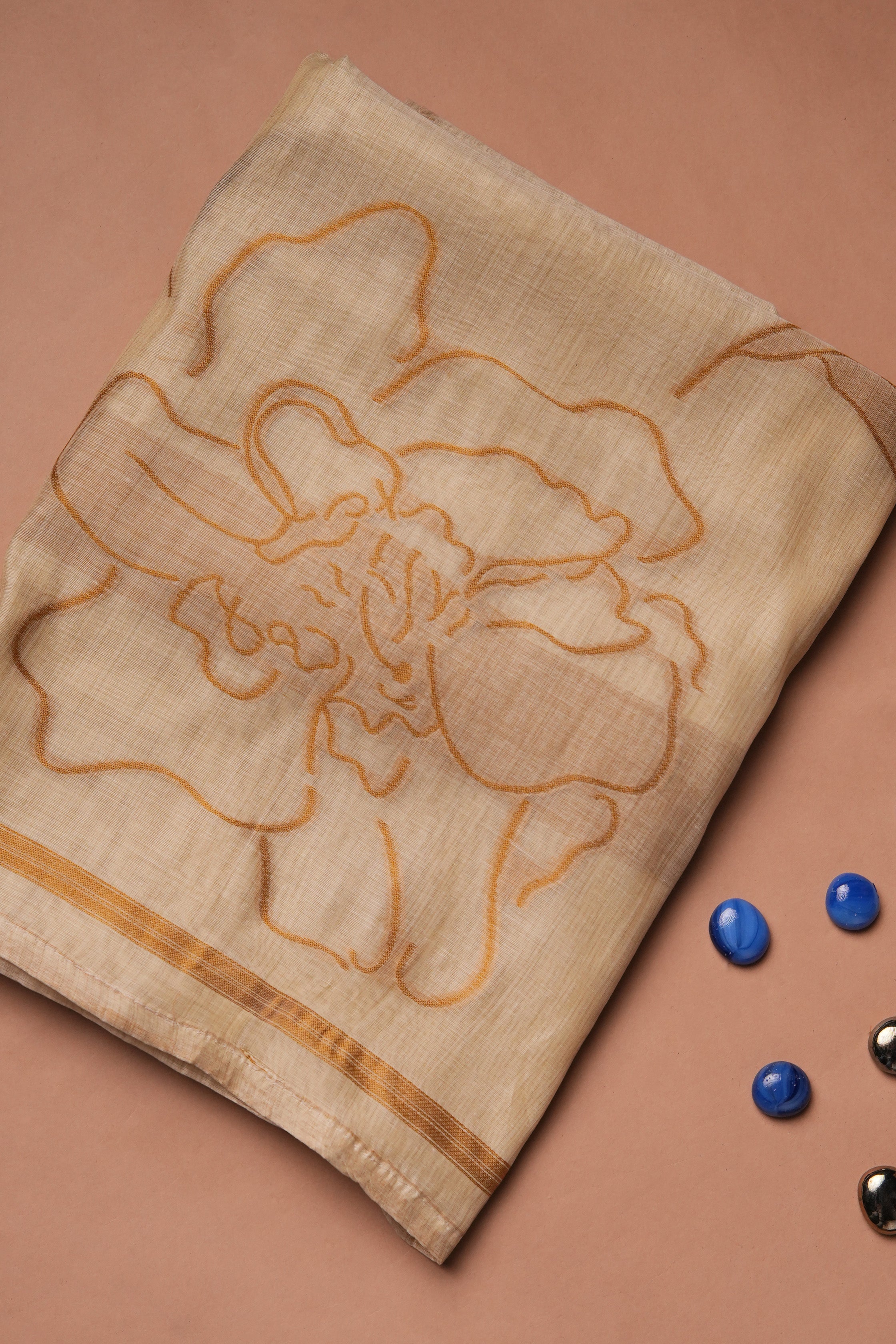 Jute Inscription Kalamkari Mul Chanderi Suit Piece