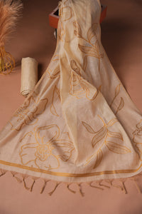 Jute Inscription Kalamkari Mul Chanderi Suit Piece