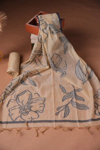 Chalk Document Jamdani Mul Chanderi Suit Piece