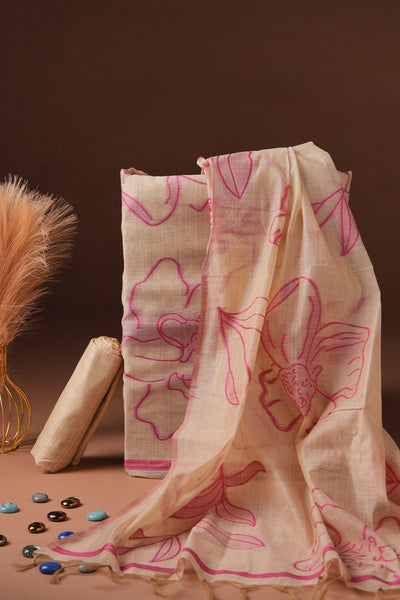 Petal Memoir Jamdani Mul Chanderi Suit Piece