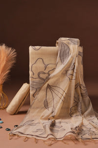 Parchment Detail Jamdani Mul Chanderi Suit Piece