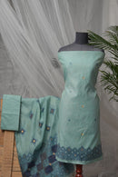Aqua Mosaic - Mul Chanderi Suit Piece