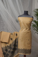 Khaki Tesselation - Mul Chanderi Suit Piece