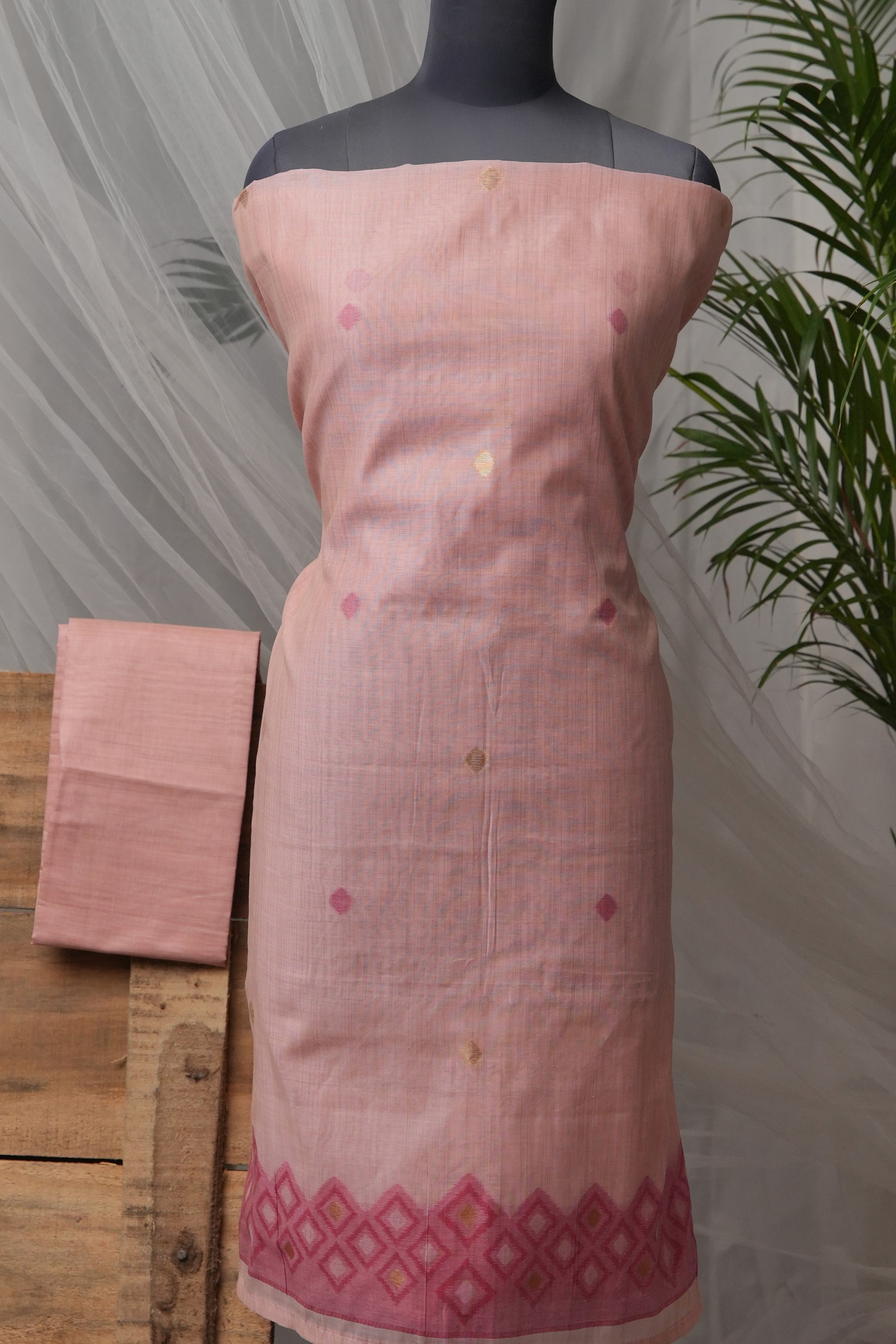 Rosy Plaid - Mul Chanderi Suit Piece