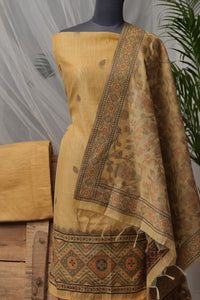 Mustard Motif - Mul Chanderi Suit Piece