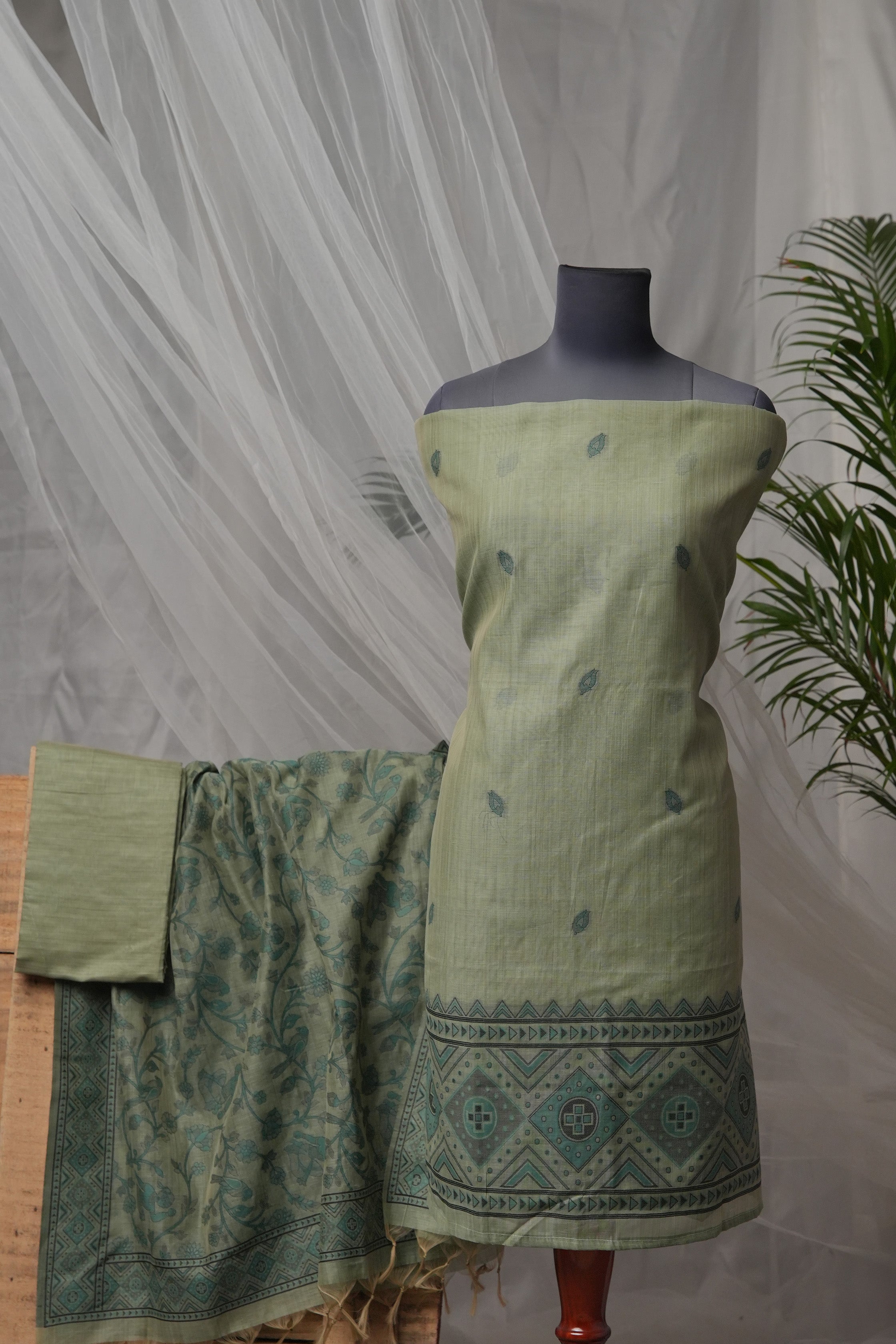 Moss Canvas - Mul Chanderi Suit Piece