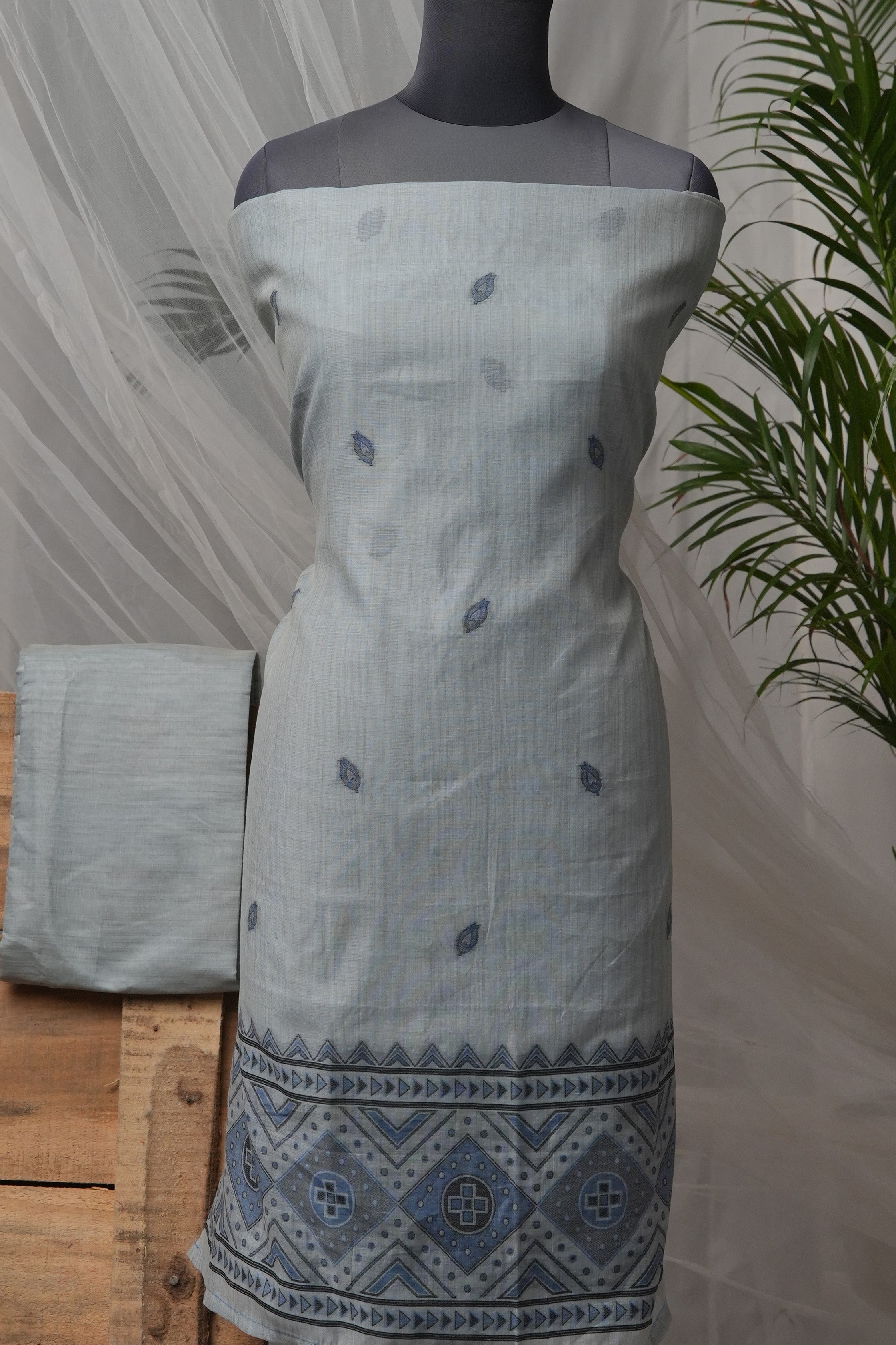 Indigo Scape - Mul Chanderi Suit Piece