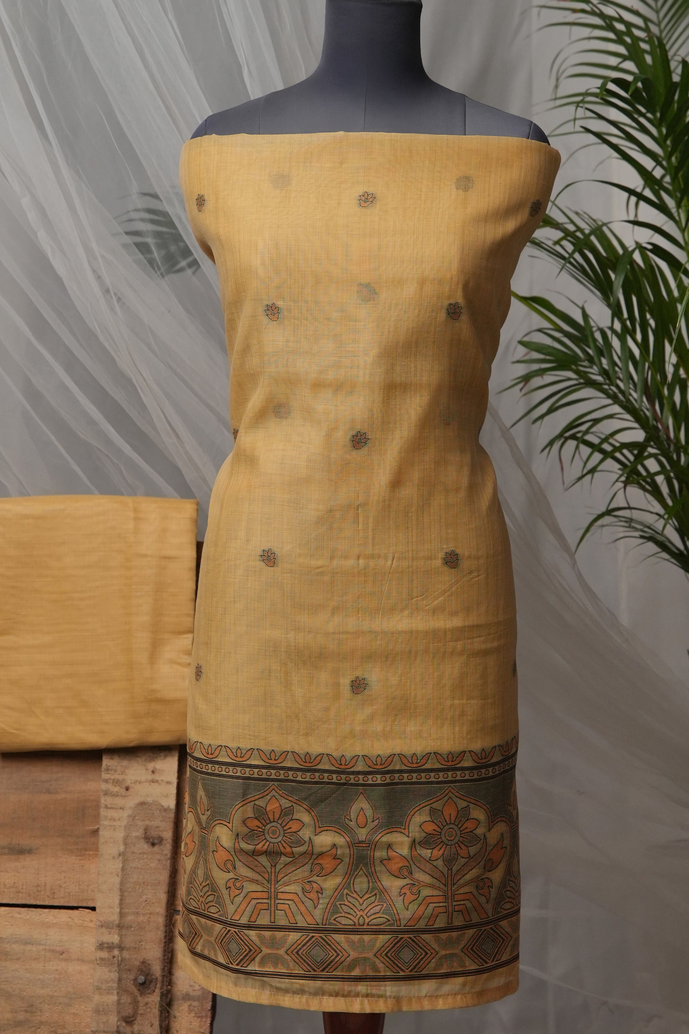 Citrus Gleam - Mul Chanderi Suit Piece