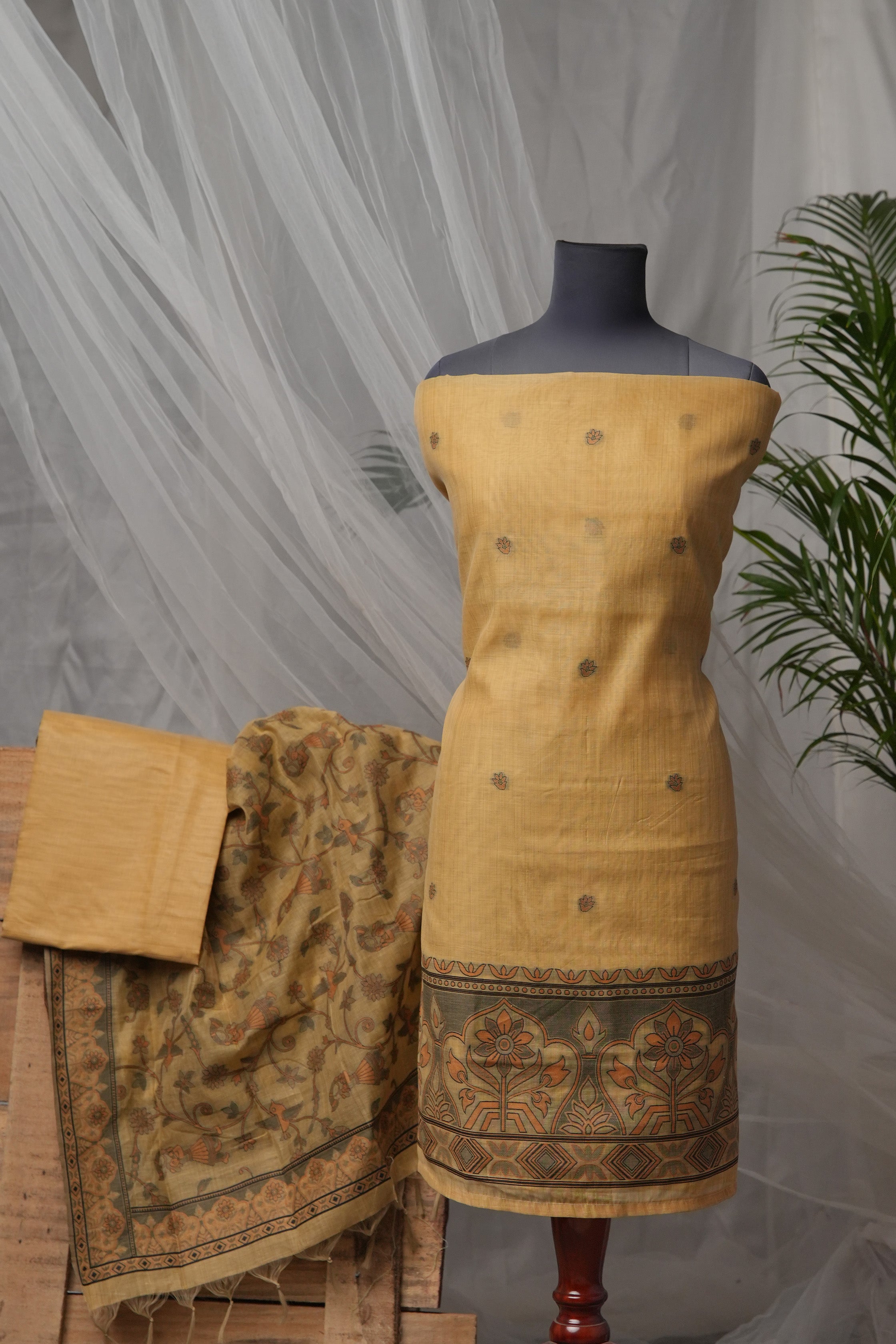 Citrus Gleam - Mul Chanderi Suit Piece
