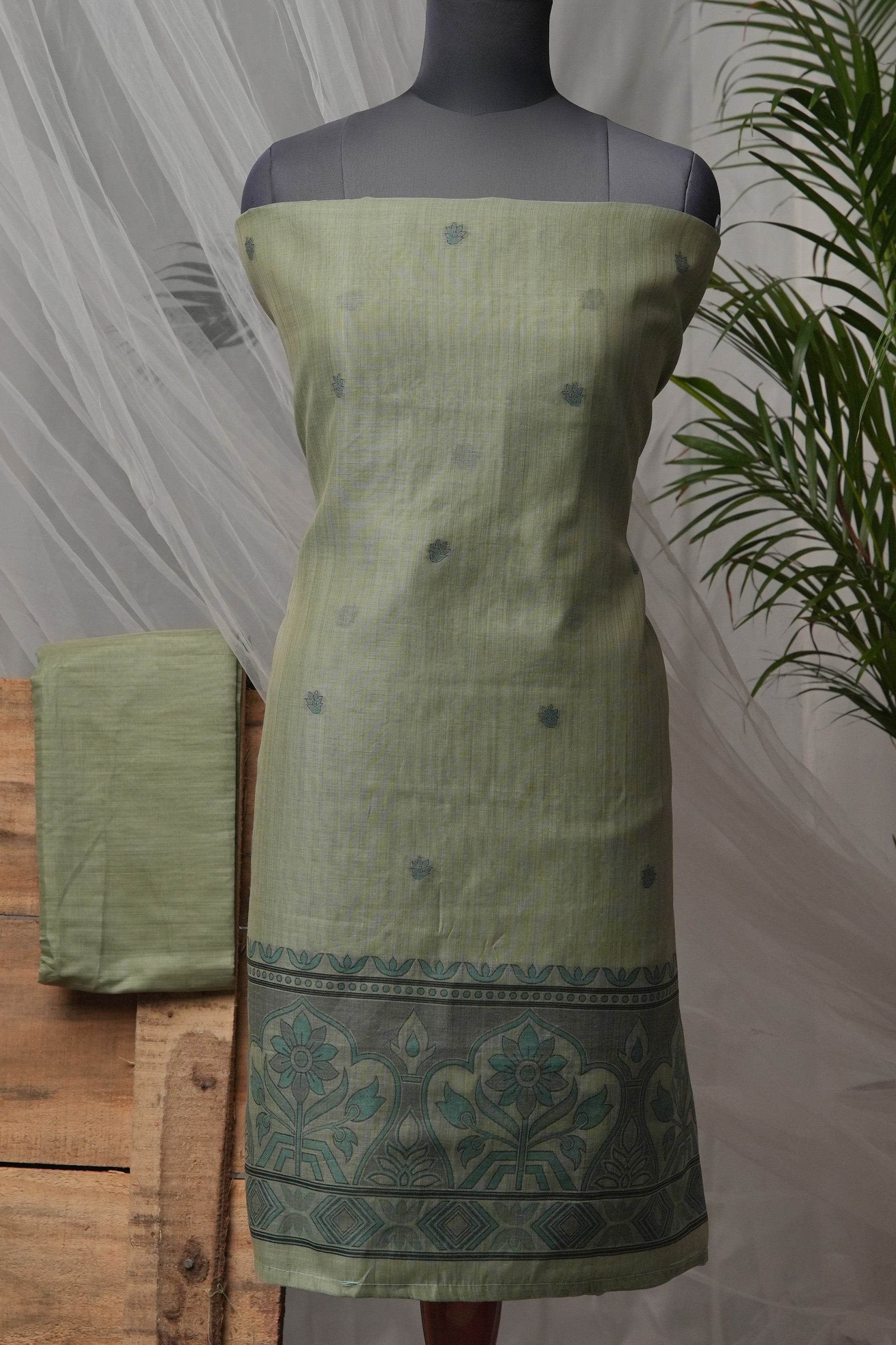 Sage Serenity - Mul Chanderi Suit Piece