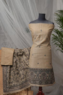 Sandstone Bloom - Mul Chanderi Suit Piece