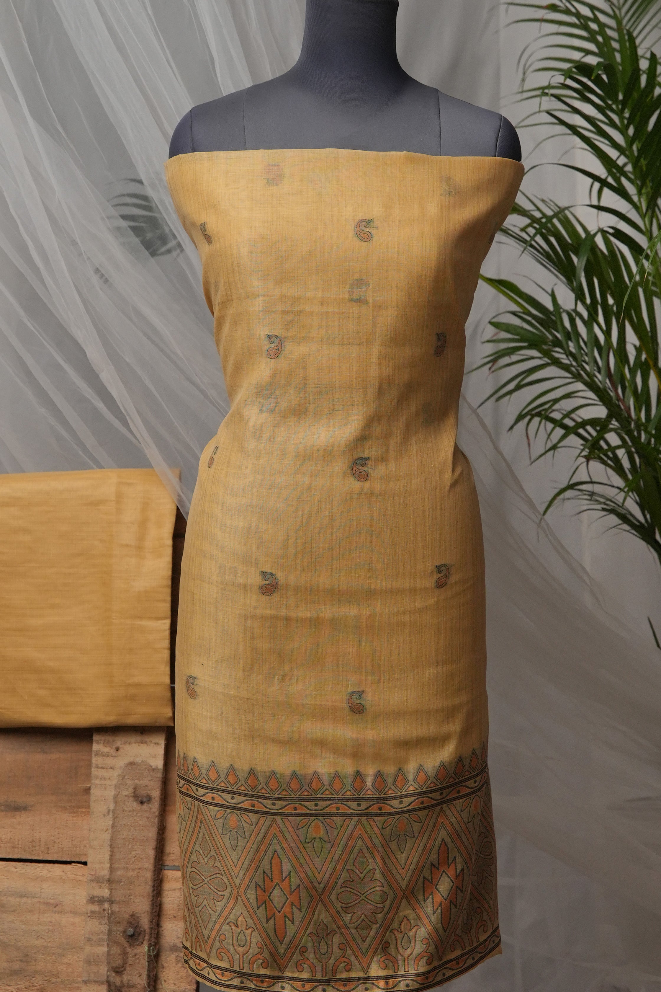 Almond Texture - Mul Chanderi Suit Piece