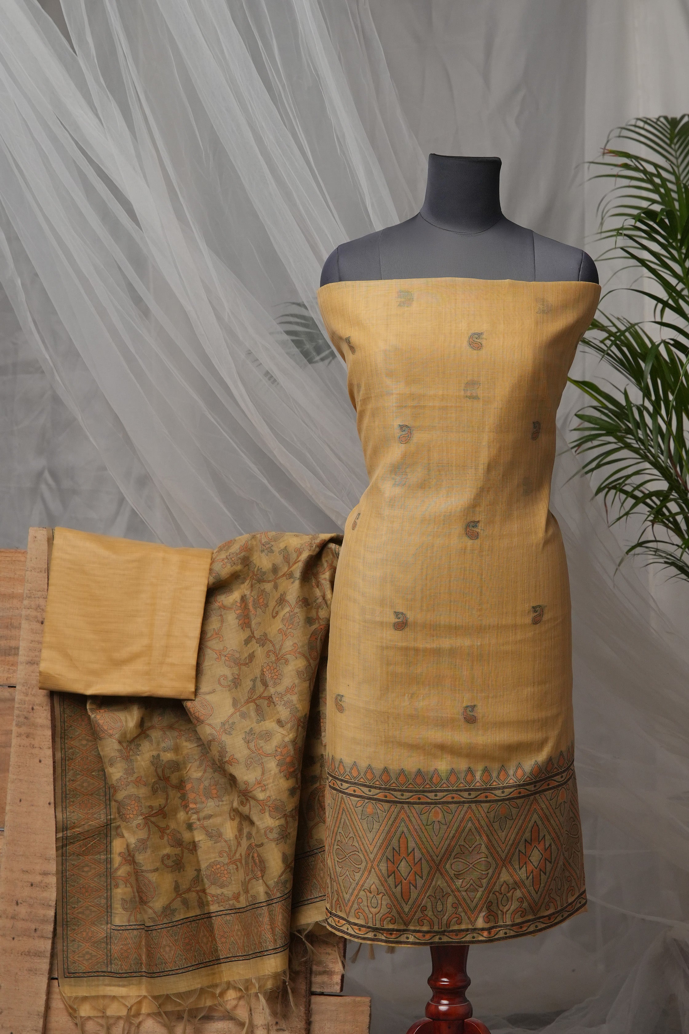 Almond Texture - Mul Chanderi Suit Piece