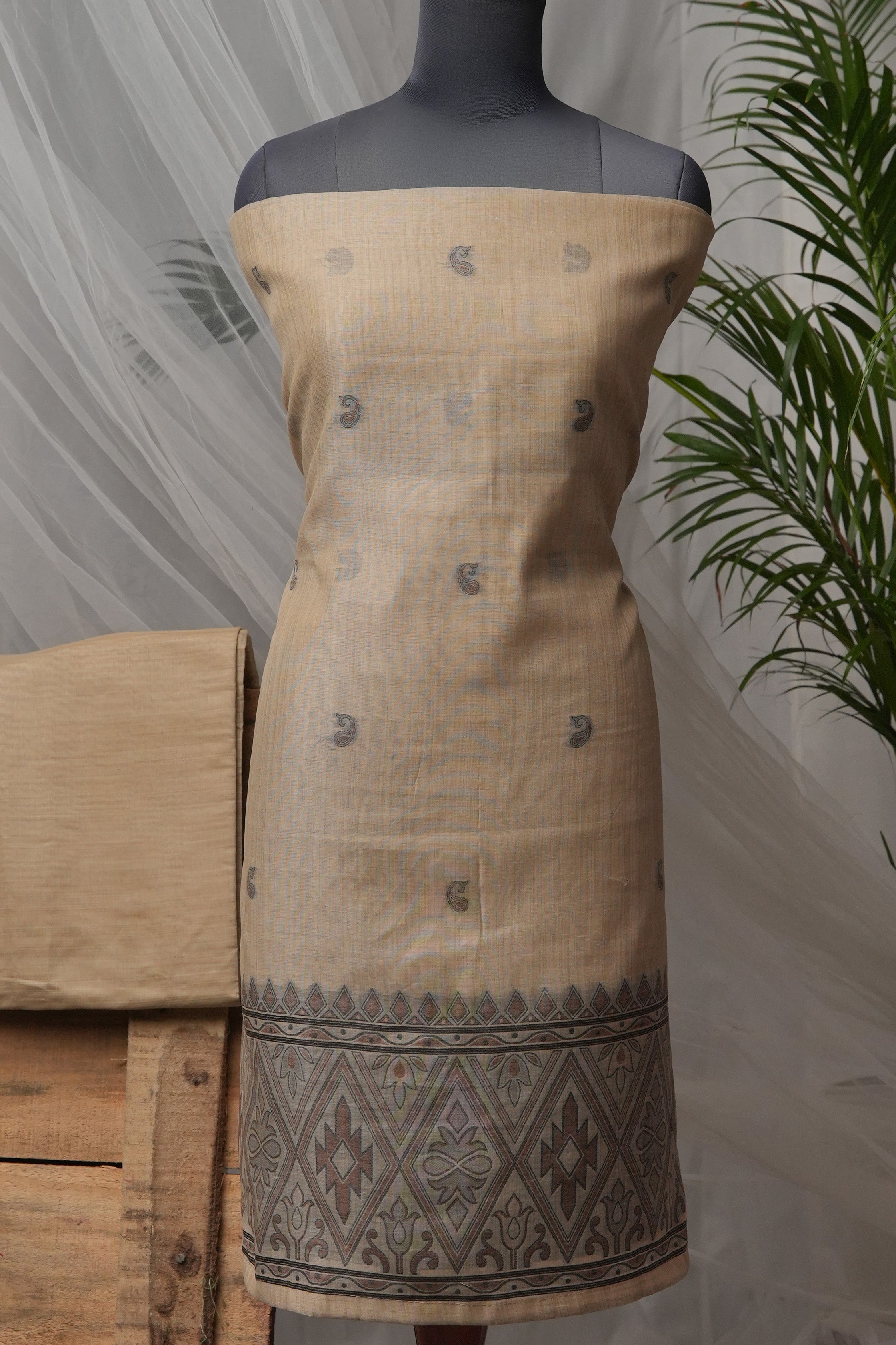 Fawn Imprint - Mul Chanderi Suit Piece