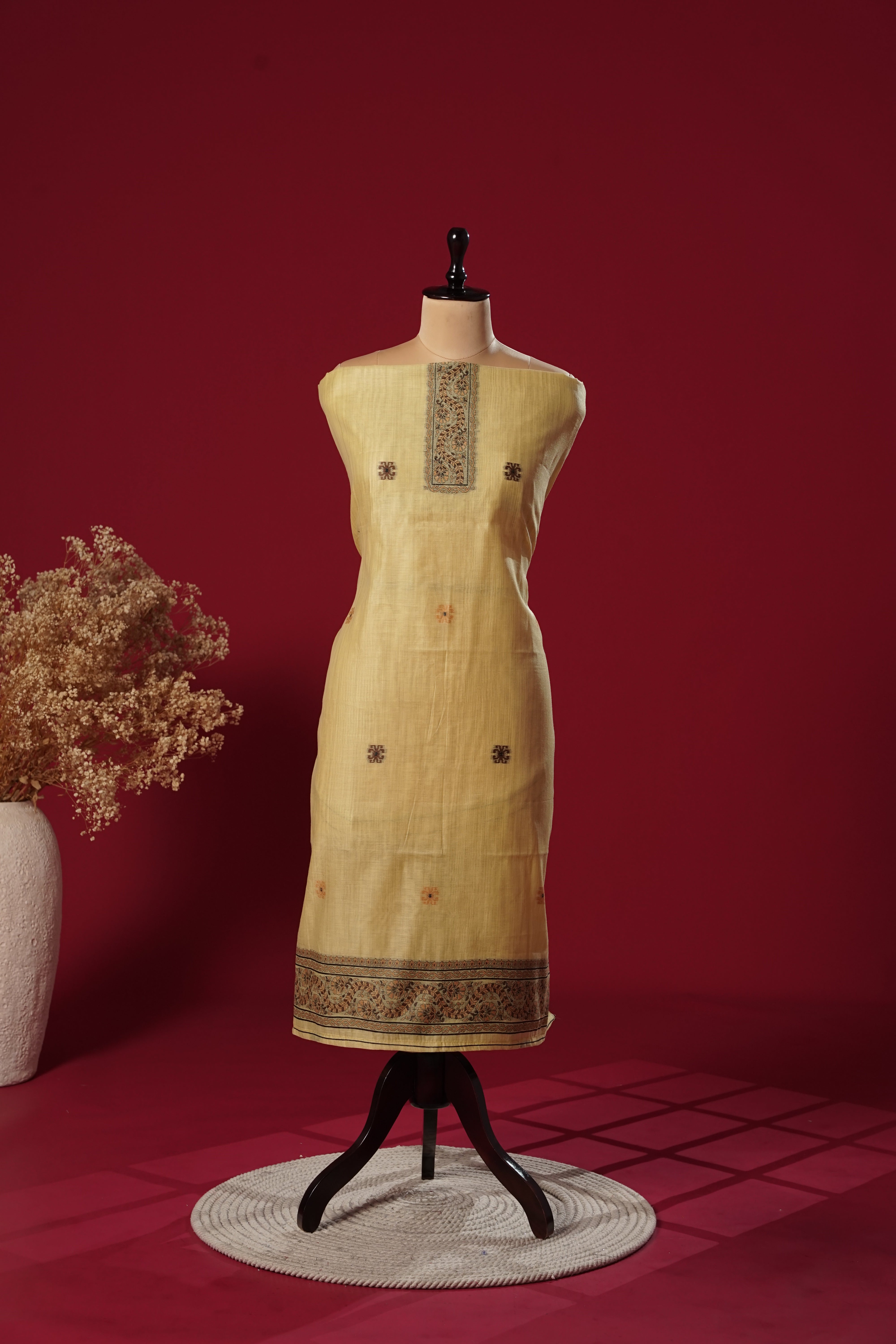 Sunny Yellow Muga Cotton Suit Piece