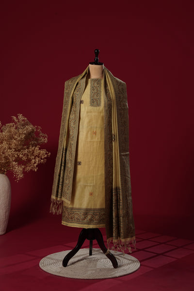 Sunny Yellow Muga Cotton Suit Piece