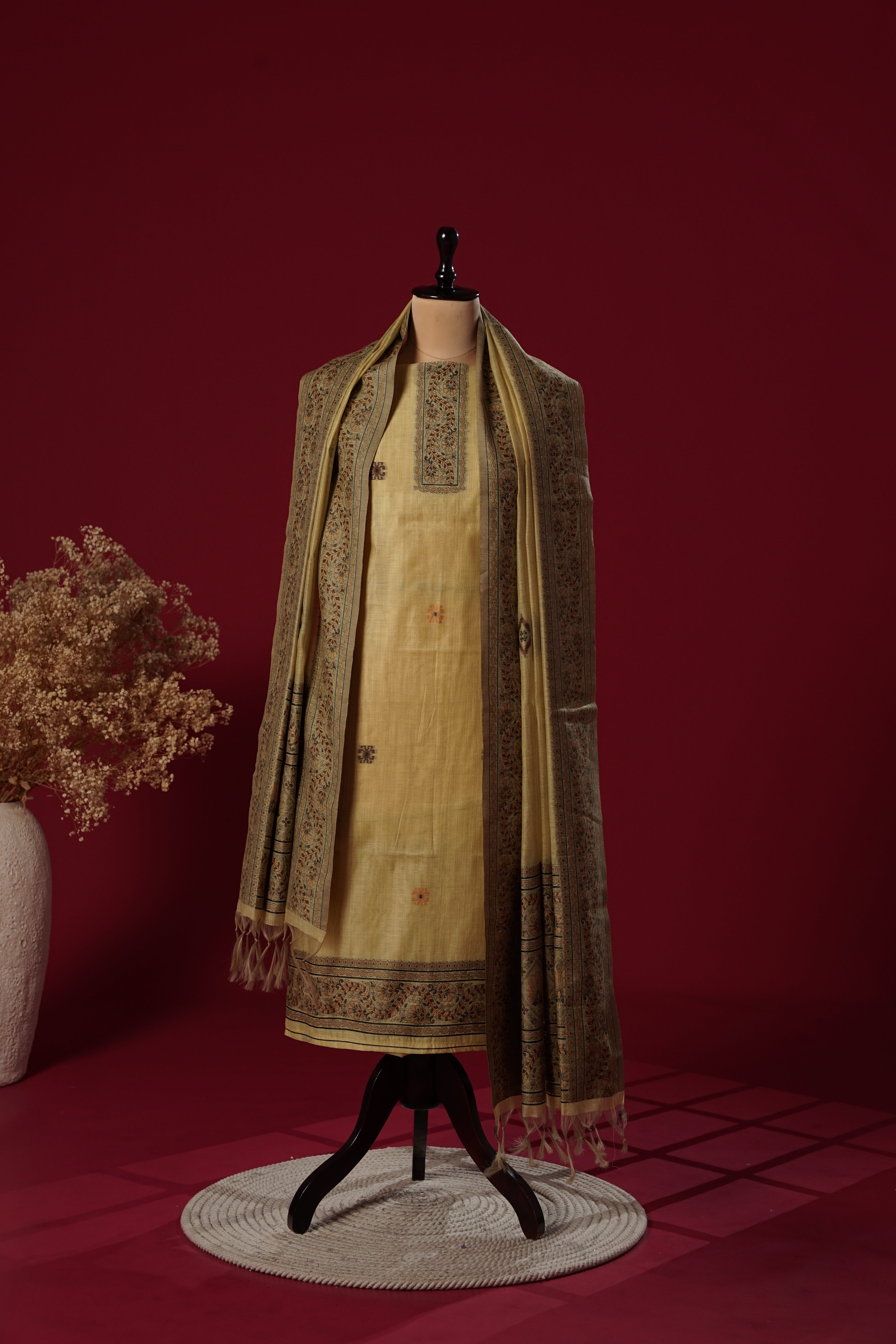 Sunny Yellow Muga Cotton Suit Piece