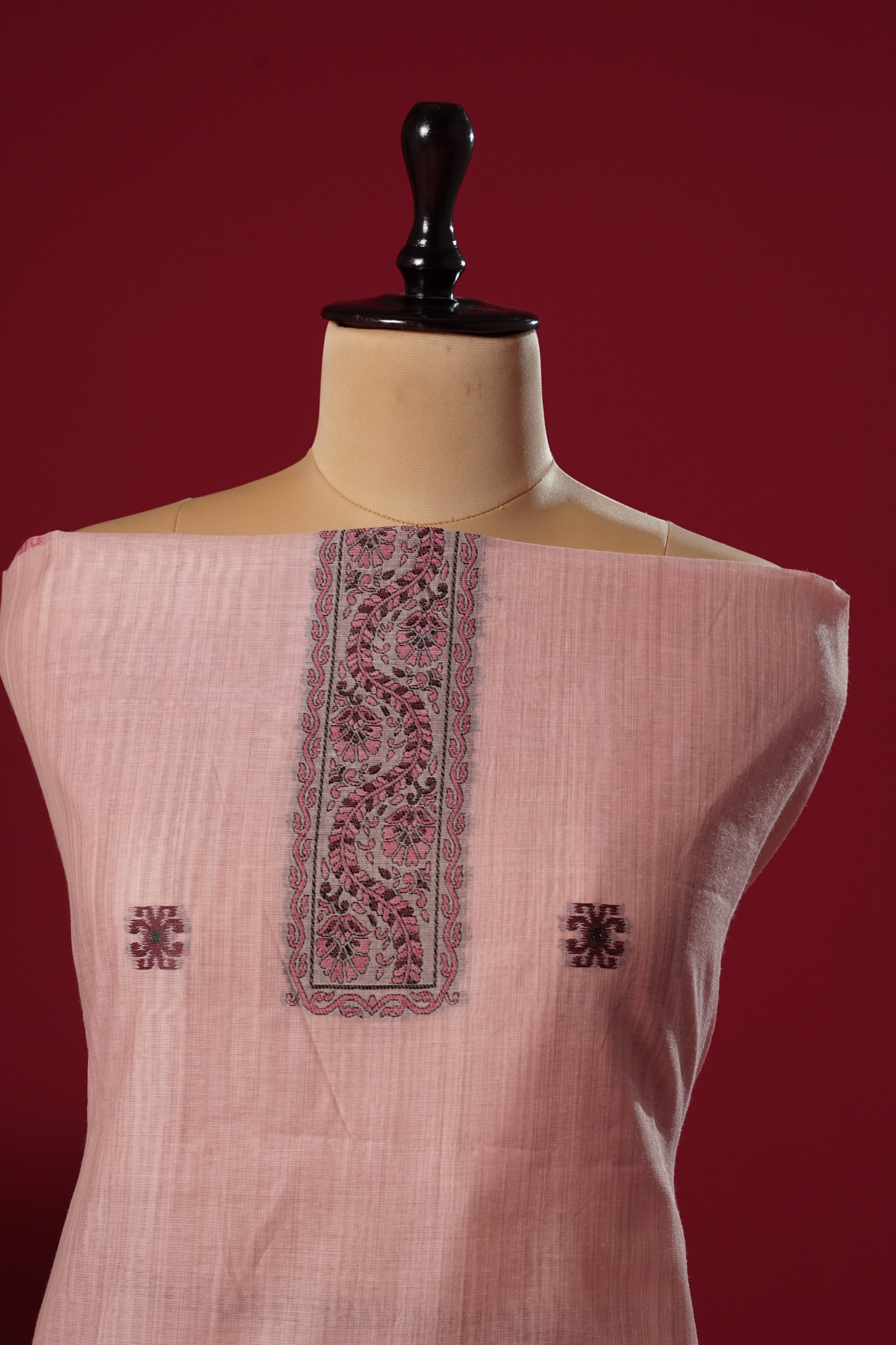 Tulip Pink Muga Cotton Suit Piece