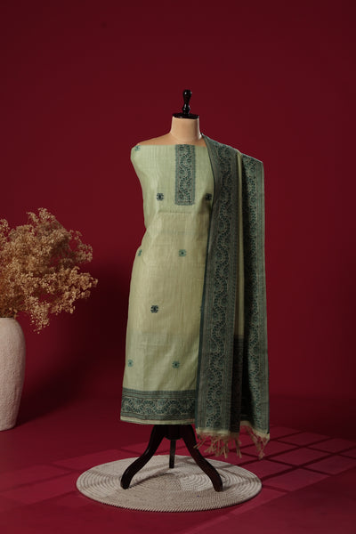 Harbor Green Muga Cotton Suit Piece