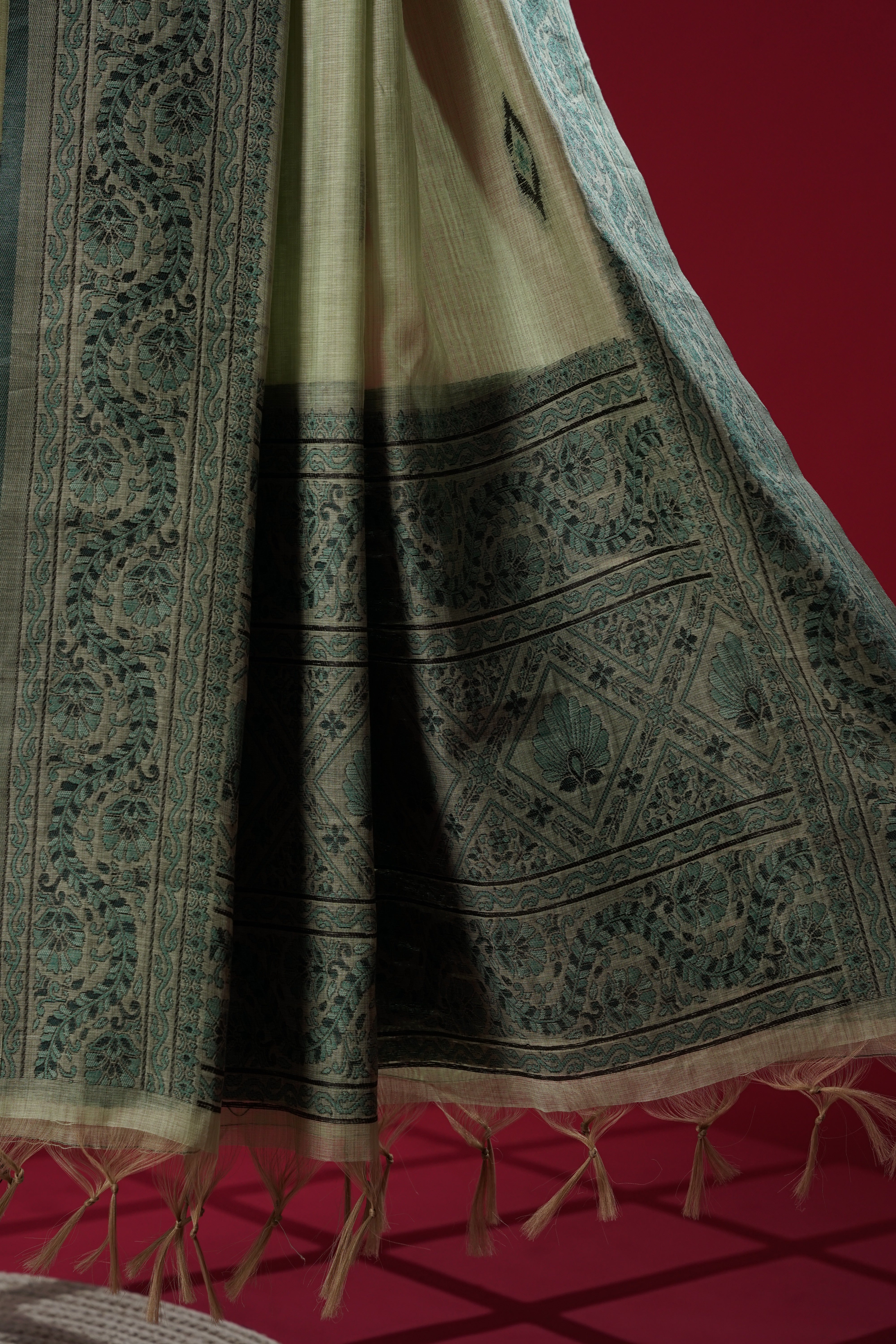 Harbor Green Muga Cotton Suit Piece