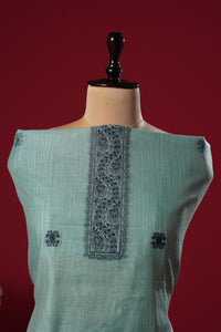 Glacier Blue Muga Cotton Suit Piece