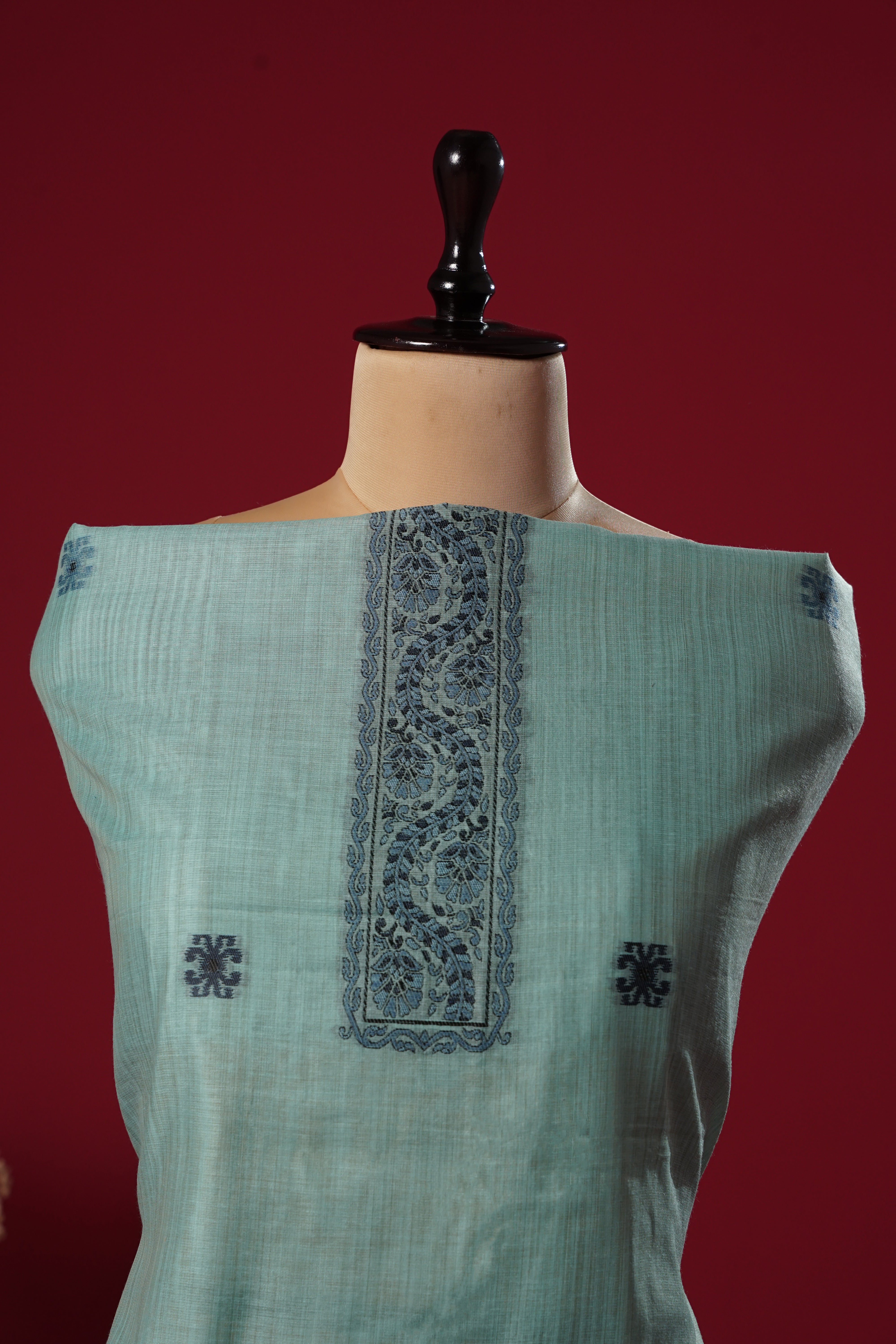 Glacier Blue Muga Cotton Suit Piece