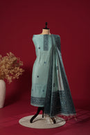 Glacier Blue Muga Cotton Suit Piece