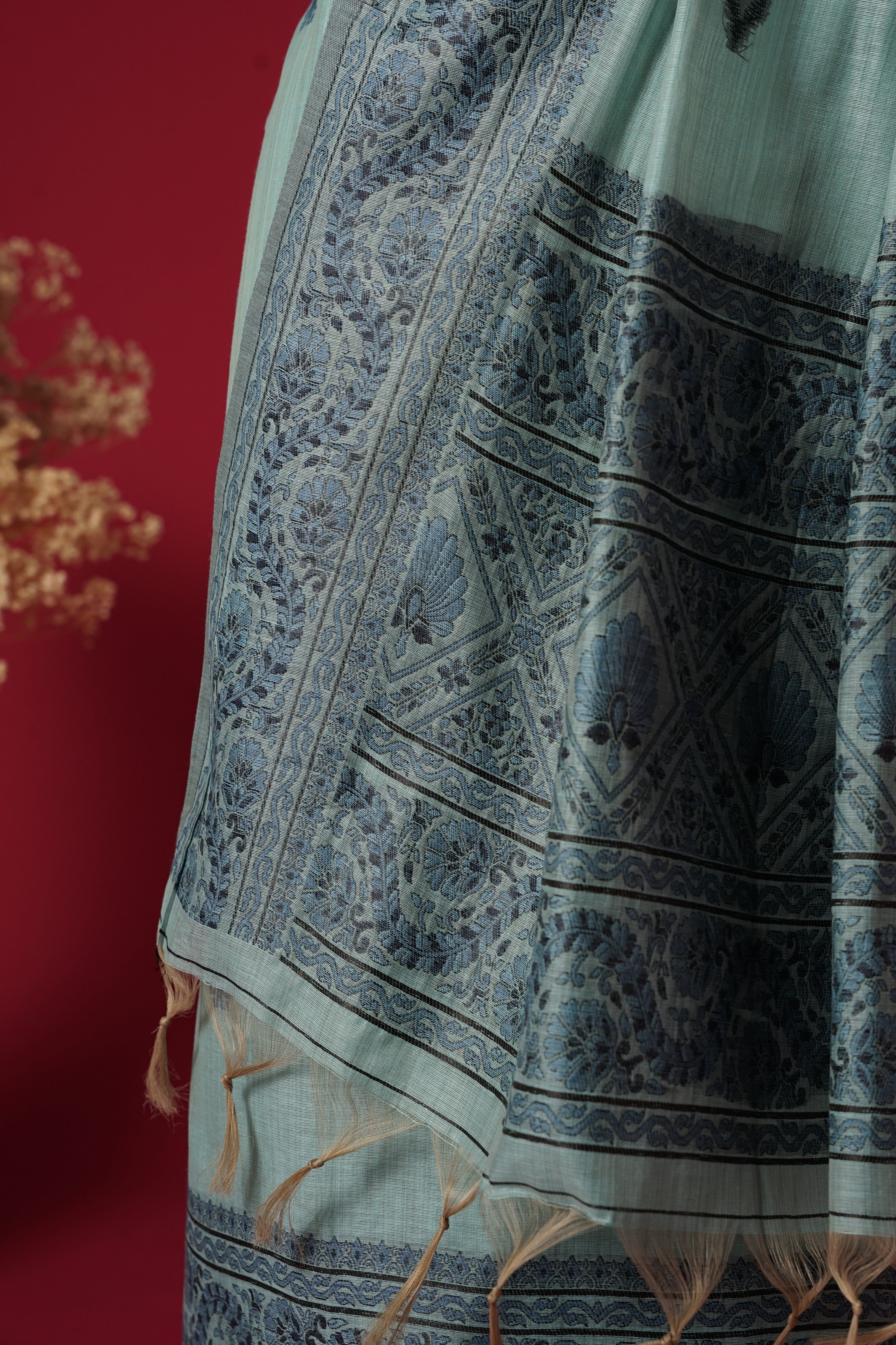 Glacier Blue Muga Cotton Suit Piece