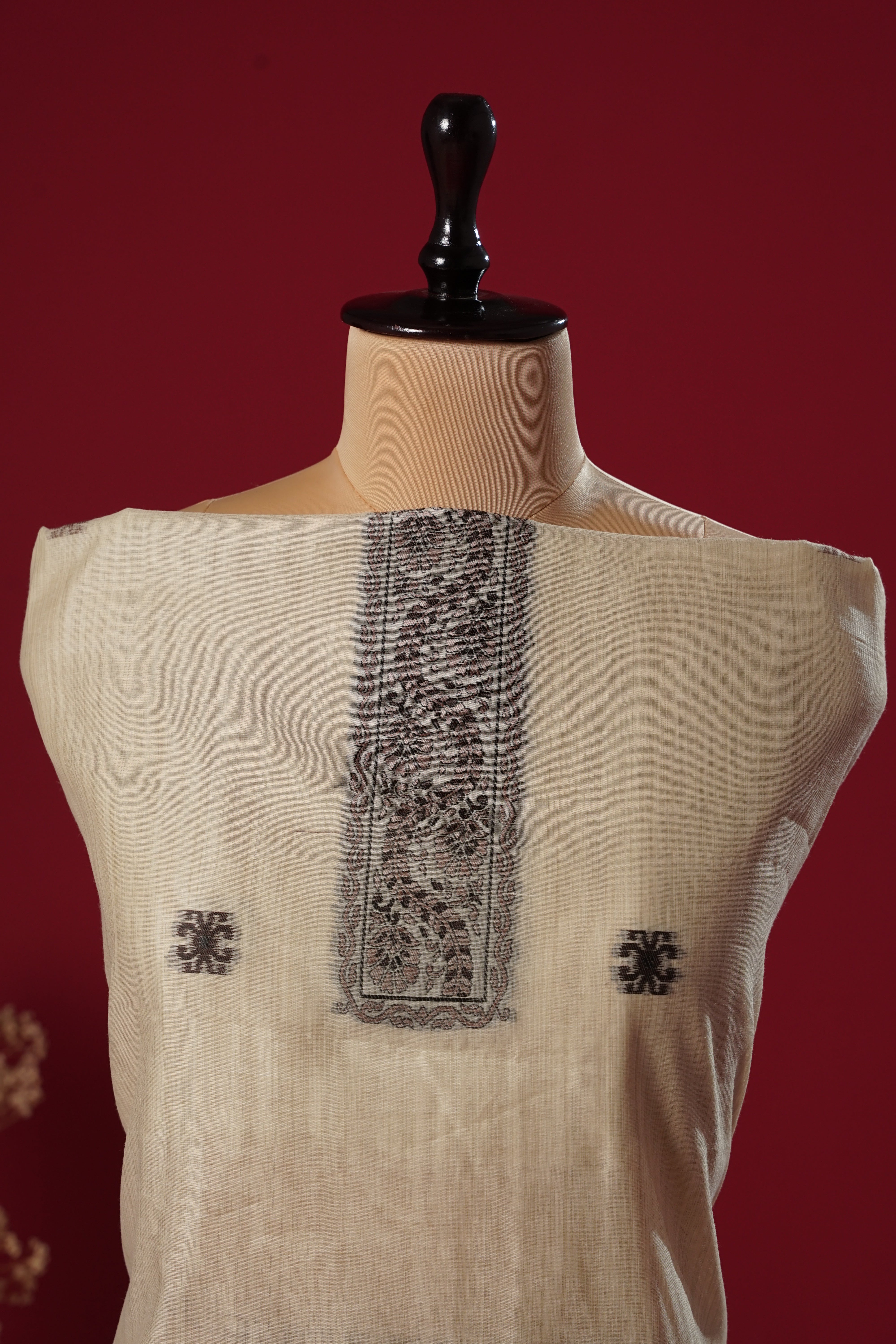 Purity Beige Muga Cotton Suit Piece